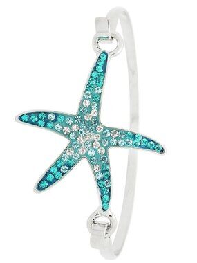 Aqua  crystal  Starfish  hook  bracelet